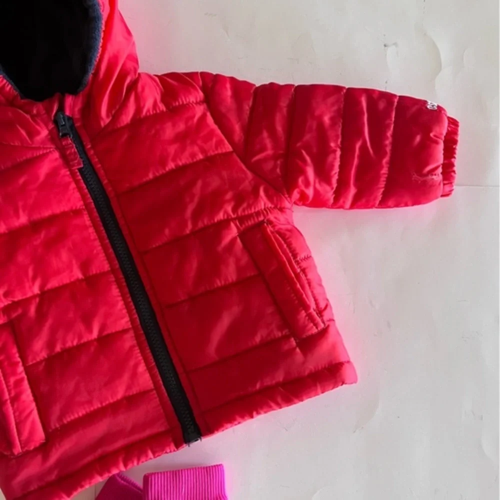 Osh Kosh B'Gosh Red & Navy Hooded Puffer Jacket 12 Months Unisex
